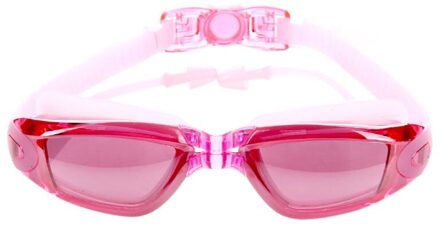 Professionele Siliconen Zwembril Anti-fog UV Zwemmen Bril Met Oordopje voor Mannen Vrouwen Water Sportbrillen Roze