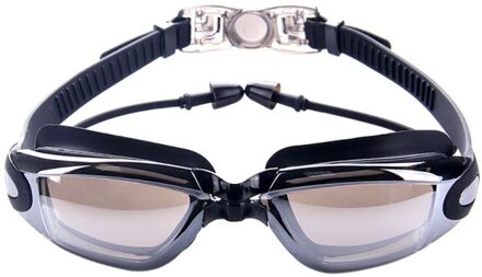 Professionele Siliconen Zwembril Anti-fog UV Zwemmen Bril Met Oordopje voor Mannen Vrouwen Water Sportbrillen zwart