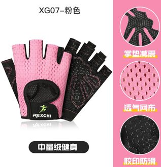Professionele Sport Fitness Handschoenen Antislip Yoga Oefening Half Vinger Mannen Vrouwen Power Gewichtheffen Hand Protector Voor Fietsen roze / S