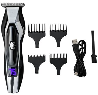 Professionele Tondeuse Voor Mannen Lcd Digitale Elektrische Trimmer Haircut Scheren Machine Snijden Kapper Tondeuse Scheermes Zilver