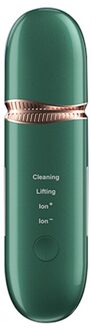 Professionele Ultrasone Huid Scrubber Mee-eter Verwijderen Reinigingsmachine Porie Cleanser Peeling Schop Gezicht Lifting Spatel groen