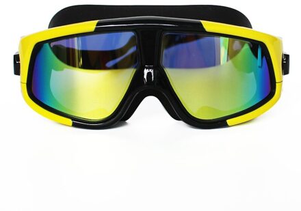Professionele Waterdichte Volwassen Siliconen Zwemmen Bril Grote Frame Anti-Fog Uv-bescherming Eyewear Zwembril Voor Mannen Vrouwen geel