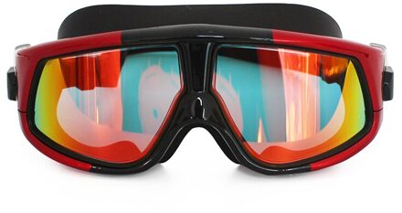 Professionele Waterdichte Volwassen Siliconen Zwemmen Bril Grote Frame Anti-Fog Uv-bescherming Eyewear Zwembril Voor Mannen Vrouwen rood