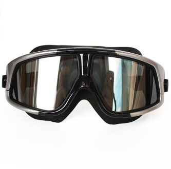 Professionele Waterdichte Volwassen Siliconen Zwemmen Bril Grote Frame Anti-Fog Uv-bescherming Eyewear Zwembril Voor Mannen Vrouwen zilver