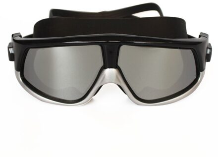 Professionele Waterdichte Volwassen Siliconen Zwemmen Bril Grote Frame Anti-Fog Uv-bescherming Eyewear Zwembril Voor Mannen Vrouwen zwart zilver