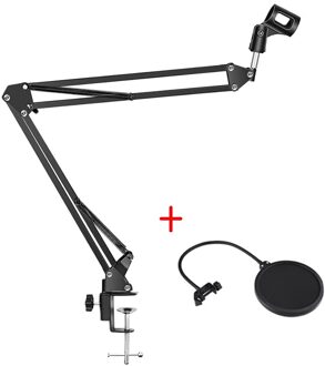 ! Professionele Zwarte Microfoon Set Verstelbare Metalen Suspension Scissor Arm Microfoon Stand Houder Voor Montage Op Pc Laptop Rood