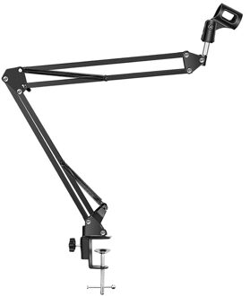 ! Professionele Zwarte Microfoon Set Verstelbare Metalen Suspension Scissor Arm Microfoon Stand Houder Voor Montage Op Pc Laptop