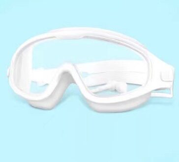 Professionele Zwemmen Googles Voor Kids Antifog Uv Bescherming Clear Wide Vision Zwemmen Bril Met Oordopje wit