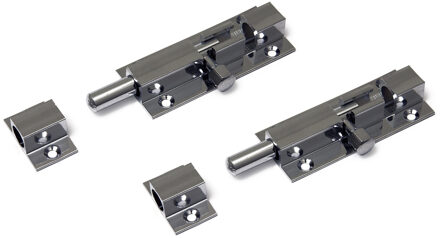 Profielgrendel - 2x stuks - 5,2 x 2,5 cm - rolschuif / heksluitingen - messing verchroomd