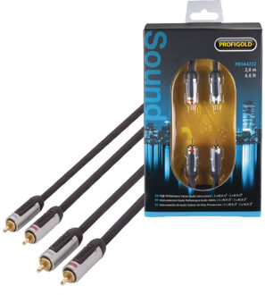 Profigold PROA4202 Stereo-audiokabel 2x RCA male - male 2,00 m zwart