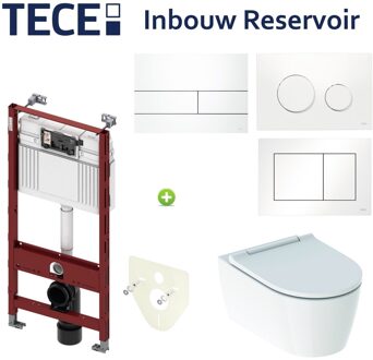 Profile Inbouwreservoir Toiletset Geberit ONE Rimless Diepspoel Turboflush Wit met drukplaat