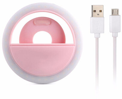 Profissional Selfie Schoonheid Lamp Mobiele Telefoon Lens Draagbare Flash Ring Licht Leds Lichtgevende Ring Clip Voor Iphone Samsung Xiaomi roze