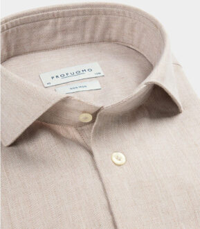 Profuomo Business hemd lange mouw ppwh30006c/f Beige - 41 (L)