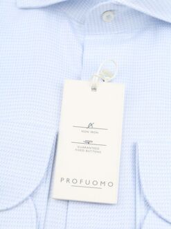 Profuomo Dobby Mouliné Overhemd Print Lichtblauw - 37,40,44,45