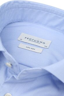 Profuomo Dobby Overhemd Print Lichtblauw - 38