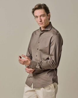 Profuomo Dresshemd ppwh30026b Bruin - 43 (XL)