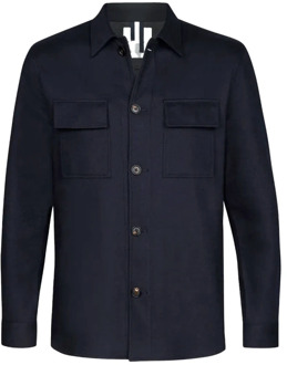 Profuomo Gebreid Navy Overshirt Profuomo , Blue , Heren - 2Xl,Xl,M,S