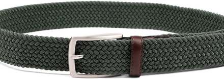 Profuomo Gevlochten riem met details van leer Groen - 95 cm