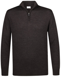 Profuomo Half Zip Dark Brown Pullover Profuomo , Gray , Heren - 2Xl,Xl,L,M,S