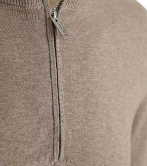 Profuomo Half Zip Pullover Luxury Basic Taupe