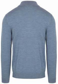 Profuomo Half Zip Pullover Merinowol Melange Blauw - L,M,XL,XXL