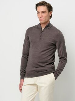 Profuomo Half Zip Pullover Merinowol Taupe - L
