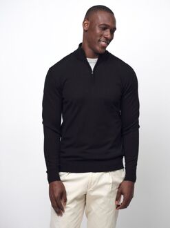 Profuomo Half Zip Pullover Merinowol Zwart - L,M