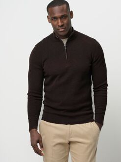 Profuomo Half Zip Pullover Structure Bruin
