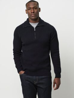 Profuomo Half Zip Pullover Wol Navy Donkerblauw