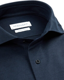 Profuomo Japanese knitted dress shirt Blauw - 38 (S)