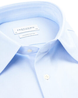 Profuomo Japanese knitted dress shirt Blauw - 40 (M)