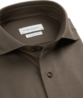 Profuomo Japanese knitted dress shirt Bruin - 40 (M)