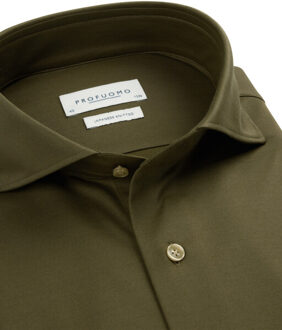 Profuomo Japanese knitted dress shirt Bruin - 42 (L)