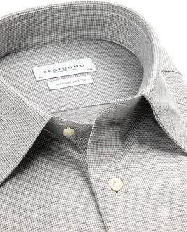 Profuomo Japanese knitted dress shirt Bruin - 43 (XL)