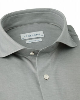 Profuomo Japanese knitted dress shirt Grijs - 41 (L)