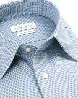 Profuomo Japanese knitted dress shirt - maat 38 (S) Blauw