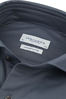 Profuomo Japanese Knitted Overhemd Denim Blauw Grijs
