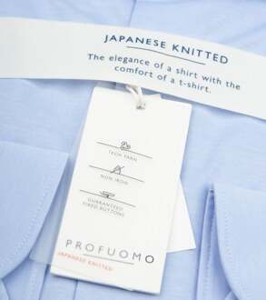 Profuomo Japanese Knitted Overhemd Lichtblauw - 37,38,39,40,41,42,43,44,45
