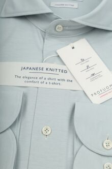 Profuomo Japanese Knitted Overhemd Melange Groen - 37,38,39,40,41,42,43,44