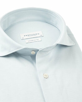 Profuomo Japanese knitted overhemd met lange mouwen Blauw - 45 (XXL)