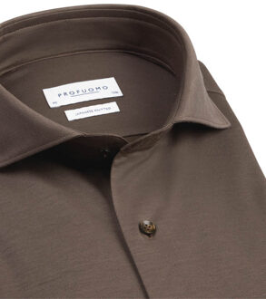 Profuomo Japanese knitted overhemd met lange mouwen Bruin - 37 (S)