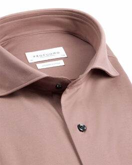 Profuomo Japanese knitted overhemd met lange mouwen Roze - 45 (XXL)