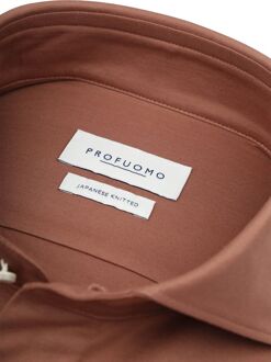 Profuomo Japanese Knitted Overhemd Red Clay Rood - 37,38,39,40,41,42,43,44,45