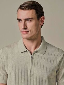Profuomo Knitted Half Zip Poloshirt Dropneedle Beige - L,S
