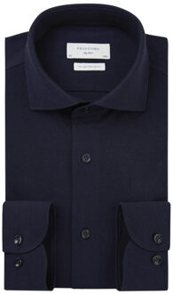 Profuomo Knitted mercerised overhemd met lange mouwen Blauw - 37 (S)