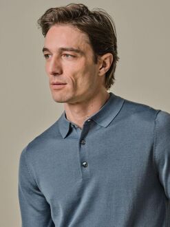 Profuomo Longsleeve Poloshirt Merinowol Blauw - S,XL