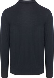 Profuomo Longsleeve Poloshirt Merinowol Navy Donkerblauw - L,S,XL
