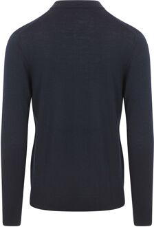 Profuomo Longsleeve Poloshirt Merinowol Navy Donkerblauw