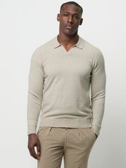Profuomo Longsleeve Poloshirt Wol Blend Sand Beige