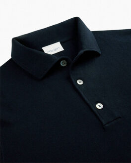 Profuomo Luxury basic polo met lange mouwen - maat M Blauw